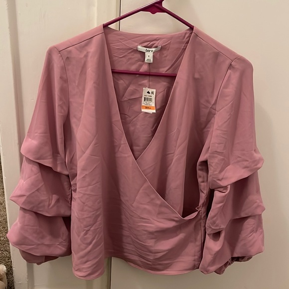 NWT BAR III WOMEN VOLUME SLEEVE BLOUSE MAUEVE SIZE SMALL-missing fabric for belt - Picture 1 of 5